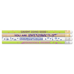 Moon Products Award Woodcase Pencil, Motivational Assortment, HB #2, Gross MPD8207