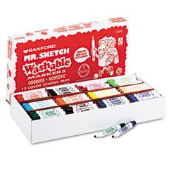 Mr. Sketch Washable Watercolor Markers, Conical Point, 12 Colors, 192/Set SAN1916TL