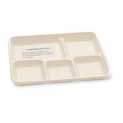NatureHouse Compostable Bagasse Food Trays, 5-Compartment, White, 400/Carton SVAT009