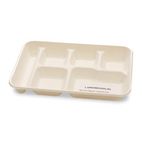 NatureHouse Compostable Bagasse Food Trays, 6-Compartment, White, 250/Carton SVAT011