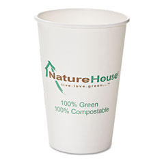 NatureHouse Compostable Paper/PLA Cup, 16 oz, Black, 50/Pack SVAC016
