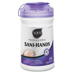 Nice Pak Sani-Wipe Surface Sanitizing Wipes, 7.75" x 10.5", White, 100/Canister NICP43572