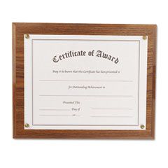 Nu-Dell Award-A-Plaque Document Holder, Acrylic/Plastic, 10-1/2 x 13, Oak NUD18812M