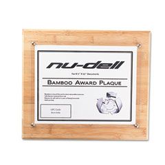 Nu-Dell Bamboo Certificate/Document Straight Edge Frame, 8 1/2 x 11 Insert, Oak NUD18861M