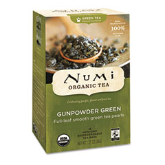 Numi Organic Teas and Teasans, 1.27 oz, Gunpowder Green, 18/Box NUM10109