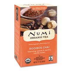 Numi Organic Teas and Teasans, 1.71 oz, Ruby Chai, 18/Box NUM10200
