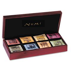 Numi Velvet-Lined Tea Chest, 14 1/2 x 2 1/2 x 6 1/2, Mahogany NUM10157
