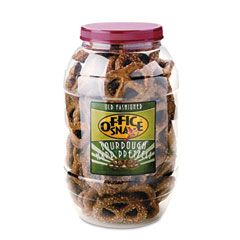 Office Snax Pretzel Assortment, Giant Dutch Twist Pretzels, Sourdough, 40oz Canister OFX00326