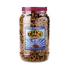 Office Snax Pretzel Assortment Old Fashioned Mini-Pretzel Twists, 24 oz. Plastic Canister OFX00661