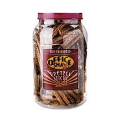 Office Snax Pretzel Assortment, Sticks, 22oz Plastic Barrel OFXAN366