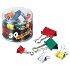 Officemate Binder Clips, Metal, Assorted Colors/Sizes, 30/Pack OIC31026