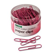 Officemate Paper Clips, Vinyl Coated Wire, Jumbo, Pink, 80/Pack OIC08908