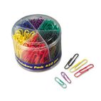 Officemate Plastic Coated Paper Clips, No. 2 Size, Assorted Colors, 450/Pack OIC97227