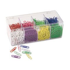 Officemate Plastic Coated Paper Clips, No. 2 Size, Assorted Colors, 800/Pack OIC97228