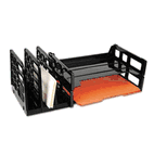 Officemate Recycled Combination 3-Compartment Sorter with 2 Letter Trays, Plastic, Black OIC26152