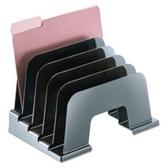 Officemate Recycled Large Incline Sorter, 5-Compartment, Plastic, 13 1/4 x 9 x 9, Black OIC26062