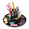 Officemate Recycled Rotary Organizer, 11 compartments, 8 3/4 x 5 3/8, Black OIC26250