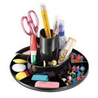 Officemate Recycled Rotary Organizer, 11 compartments, 8 3/4 x 5 3/8, Black OIC26250