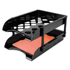 Officemate Unbreakable High Capacity Tray Set, Letter/Legal, Black, 2/PK OIC21072
