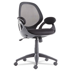 OIF Mid-Back Swivel/Tilt Mesh Scoop Chair, Mesh Back/Armcaps, Black OIFBC4218