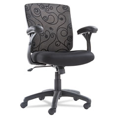 OIF Mid-Back Swivel/Tilt Mesh Swirl Chair, White/Black OIFLG4217