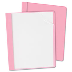 Oxford Clear Front Report Cover, Tang Clip, Letter, 1/2" Capacity, Pink, 25/Box ESS55868