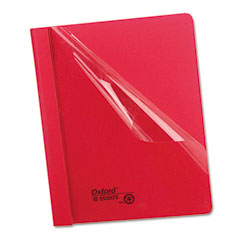 Oxford Clear Front Report Cover, Tang Clip, Letter, 1/2" Capacity, Red, 25/Box ESS55811