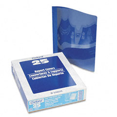 Oxford Coated Paper Cover, Tang Clip, Letter, 1/2" Capacity, Clear/Blue, 25/Box ESS58801