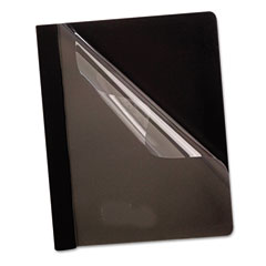 Oxford Coated Paper Report Cover, Tang Clip, Letter, 1/2" Capacity, Clear/Black, 25/BX ESS58806