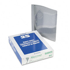 Oxford Coated Paper Report Cover, Tang Clip, Letter, 1/2" Capacity, Clear/Gray, 25/Box ESS58805