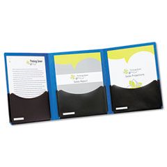 Oxford Five-Pocket Folder, 3 Panels, Title Pocket, 400 Sheet Capacity, Blue/Charcoal ESS99835
