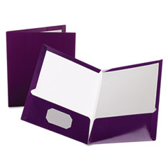 Oxford High Gloss Laminated Folder, 100-Sheet Capacity, Purple, 25/Box ESS51726