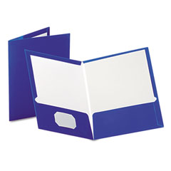 Oxford High Gloss Laminated Paperboard Folder, 100-Sheet Capacity, Blue, 25/Box ESS51701