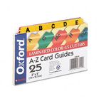 Oxford Laminated Index Card Guides, Alpha, 1/5 Tab, Manila, 3 x 5, 25/Set ESS03514