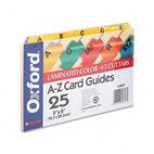 Oxford Laminated Index Card Guides, Alpha, 1/5 Tab, Manila, 5 x 8, 25/Set ESS05827