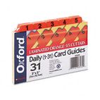 Oxford Laminated Index Card Guides, Daily, 1/5 Tab, Manila, 3 x 5, 31/Set ESS03532