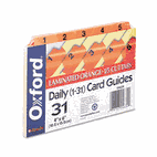 Oxford Laminated Index Card Guides, Daily, 1/5 Tab, Manila, 4 x 6, 31/Set ESS04634