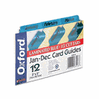 Oxford Laminated Index Card Guides, Monthly, 1/3 Tab, Manila, 3 x 5, 12/Set ESS03513