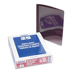 Oxford Linen Finish Report Cover, Tang Clip, 1/2" Capacity, Burgundy, 25/Box ESS53341