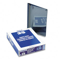 Oxford Linen Paper Report Cover, Tang Clip, Letter, 1/2" Capacity, Clear/Navy, 25/Box ESS53343