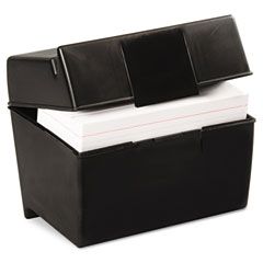 Oxford Plastic Index Card Flip Top File Box Holds 400 4 x 6 Cards, Matte Black ESS01461