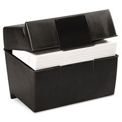 Oxford Plastic Index Card Flip Top File Box Holds 500 5 x 8 Cards, Matte Black ESS01581