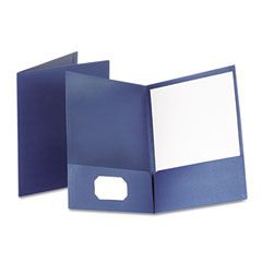 Oxford Twin-Pocket Linen Paper Portfolio, Navy ESS53443