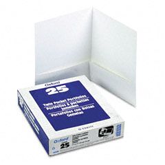 Oxford Twin-Pocket Linen Paper Portfolio, White ESS53404