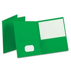 Oxford Twin-Pocket Portfolio, Embossed Leather Grain Paper, Light Green ESS57503