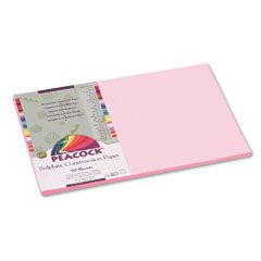 Pacon Peacock Sulphite Construction Paper, 76 lbs., 12 x 18, Pink, 50 Sheets/Pack PACP7012