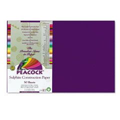 Pacon Peacock Sulphite Construction Paper, 76 lbs., 12 x 18, Purple, 50 Sheets/Pack PACP9412