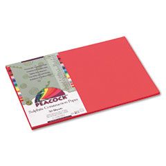 Pacon Peacock Sulphite Construction Paper, 76 lbs., 12 x 18, Red, 50 Sheets/Pack PACP6112
