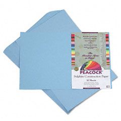 Pacon Peacock Sulphite Construction Paper, 76 lbs., 12 x 18, Sky Blue, 50 Sheets/Pack PACP7612