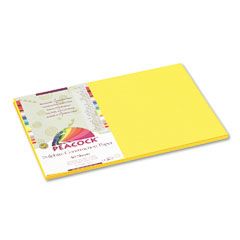Pacon Peacock Sulphite Construction Paper, 76 lbs., 12 x 18, Yellow, 50 Sheets/Pack PACP8412